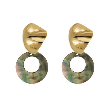 AENSOA Fashion Round Pearl Shell Earrings Simple Natural Drop Earrings For Women Geometric Gold Color Statement Earring Jewelry daiiibabyyy